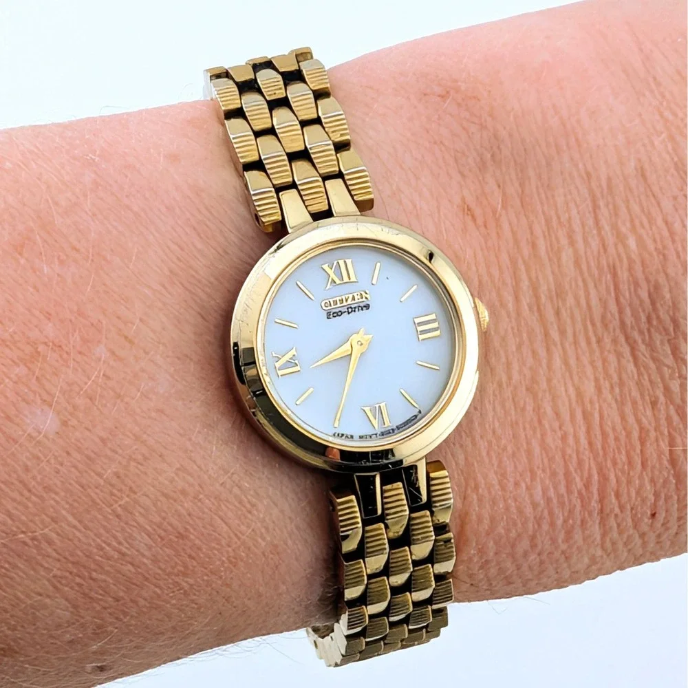 Citizen Eco-Drive B023-S015481 Women's Watch Gold Tone Sunburst New Capacitor